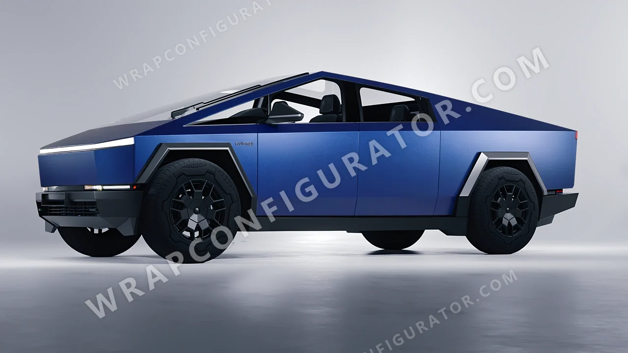 Blue Tesla Cybertruck 2024 wrapped in Avery Dennison Night Blue SW900-623-M