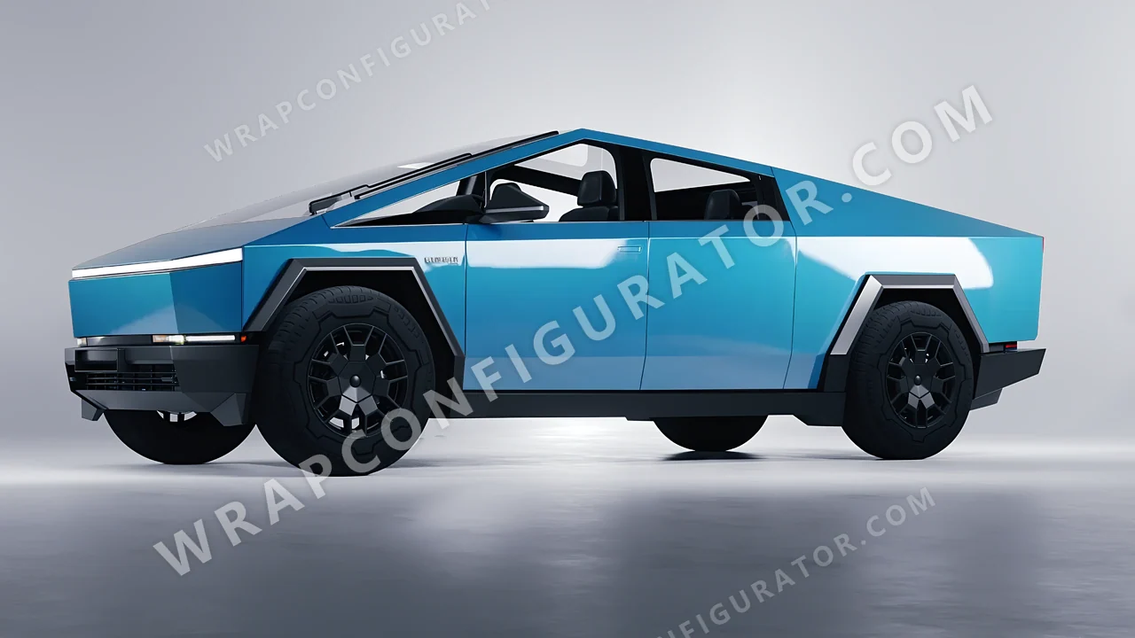 Blue Tesla Cybertruck 2024 wrapped in Avery Dennison Park Avenue Blue SW900-703-O