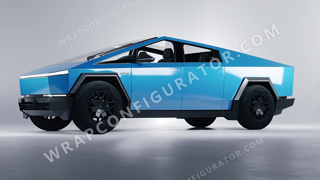Blue Tesla Cybertruck 2024 wrapped in Avery Dennison Sea Breeze Blue SW900-648-O