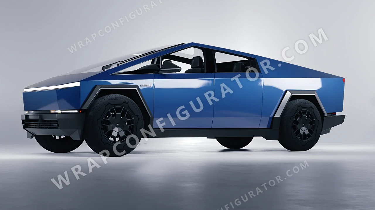 Blue Tesla Cybertruck 2024 wrapped in Avery Dennison Smoky Blue SW900-612-O