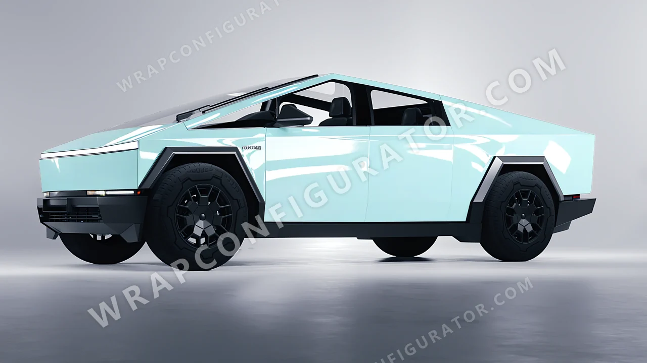 Blue Tesla Cybertruck 2024 wrapped in Colourshield PPF by HyperPro Baby Blue HGF29-P