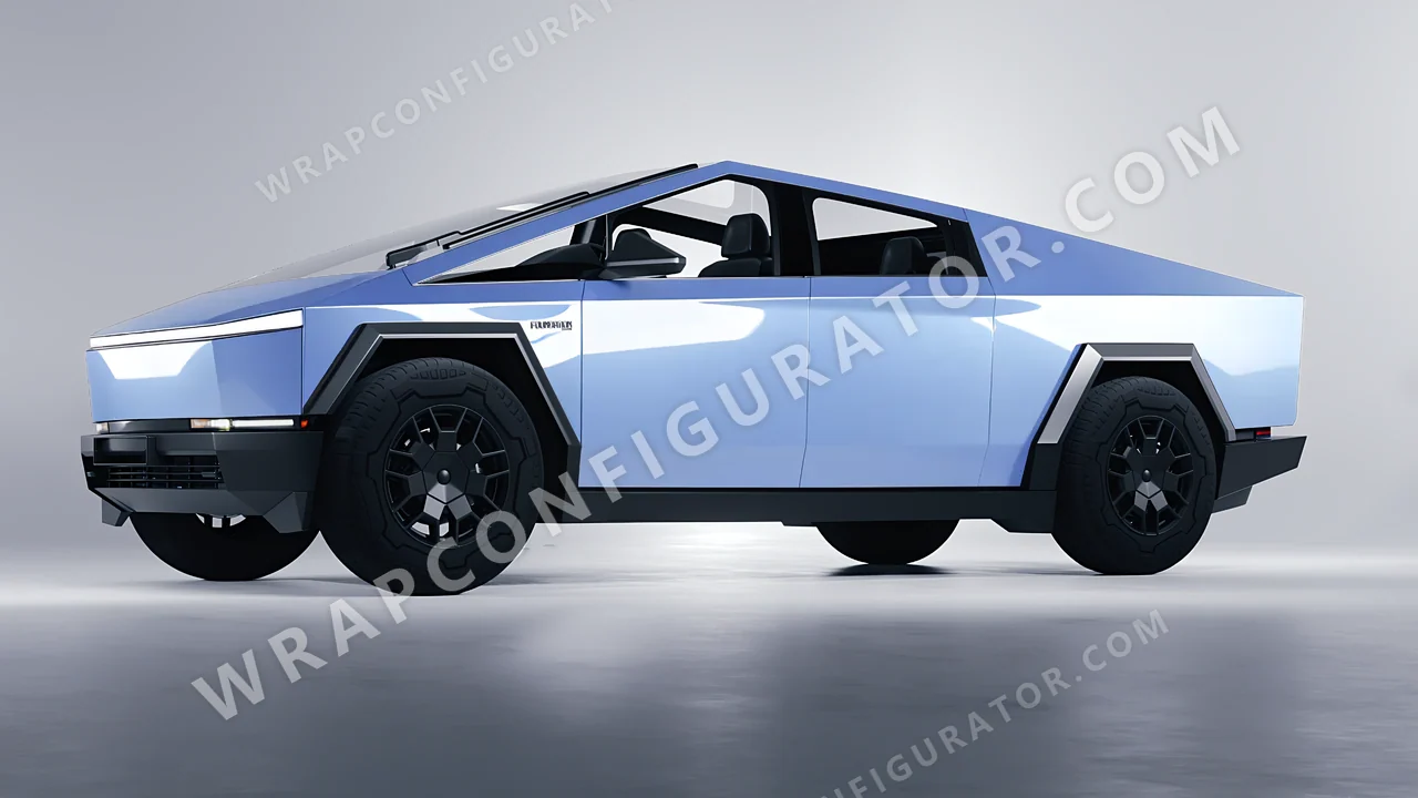 Blue Tesla Cybertruck 2024 wrapped in Colourshield PPF by HyperPro Baby Blue HGM67-P