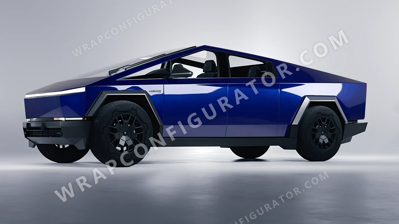 Blue Tesla Cybertruck 2024 wrapped in Colourshield PPF by HyperPro Berry Blue HGM57-P