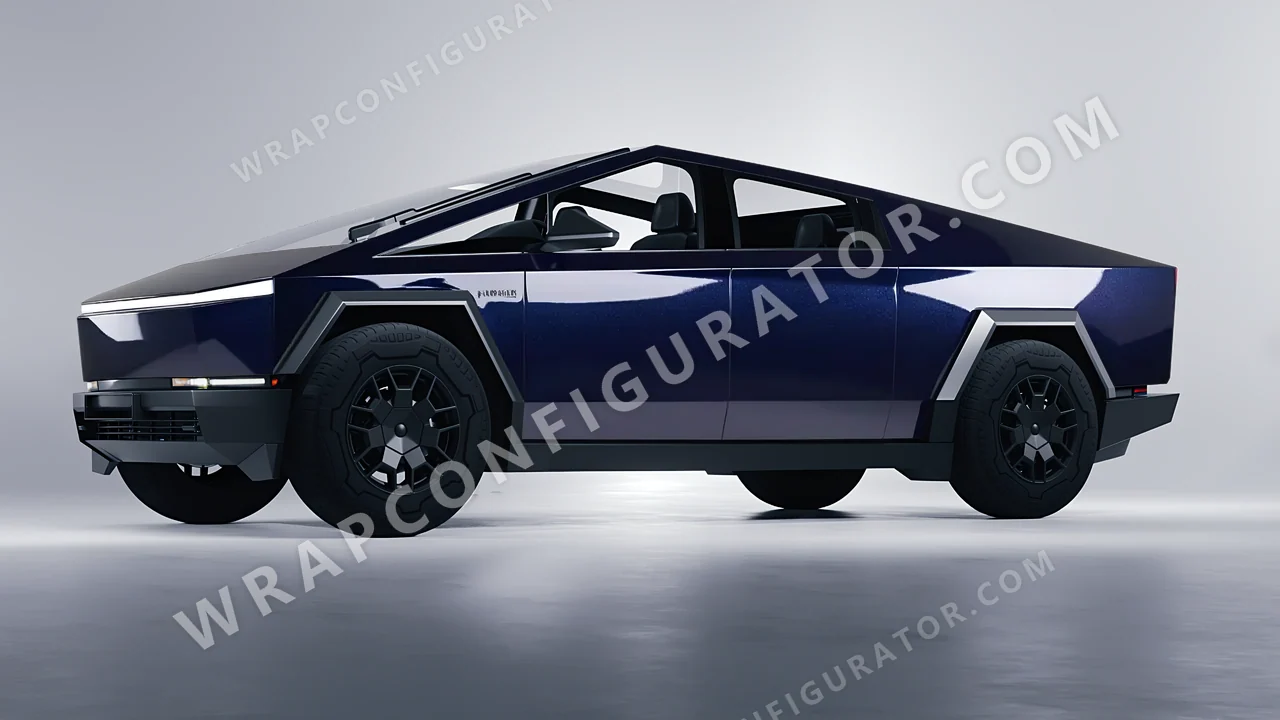 Blue Tesla Cybertruck 2024 wrapped in Colourshield PPF by HyperPro Cobalt Blue GAF46-P