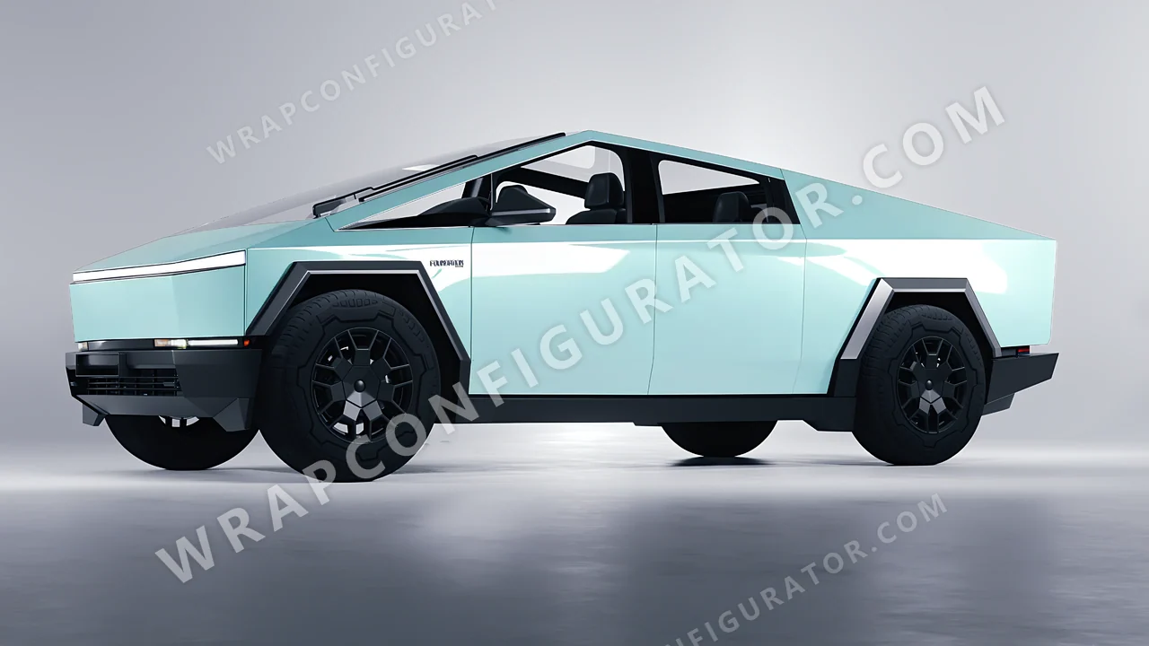 Blue Tesla Cybertruck 2024 wrapped in Colourshield PPF by HyperPro Ice Blue GAF49-P