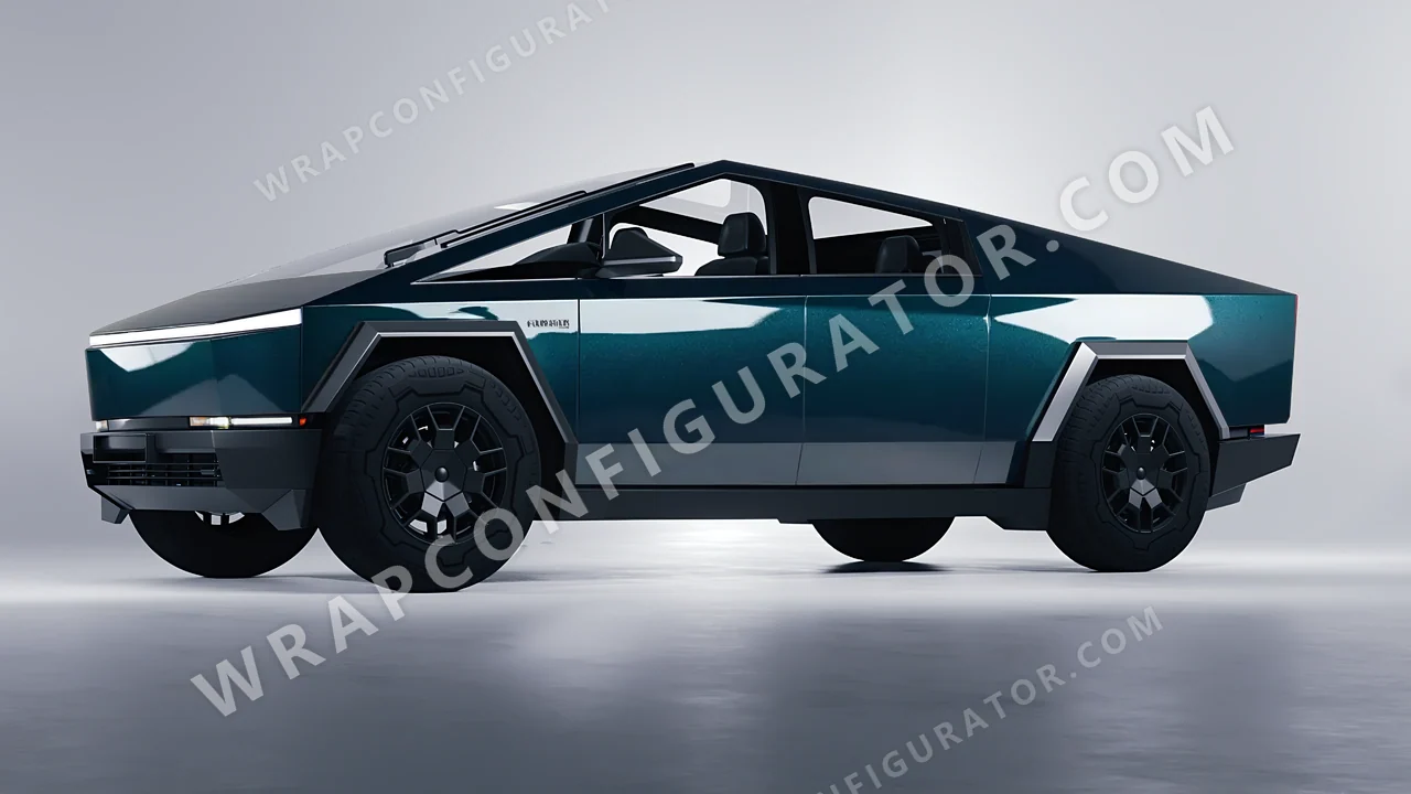 Blue Tesla Cybertruck 2024 wrapped in Colourshield PPF by HyperPro Peacock Blue GAF40-P