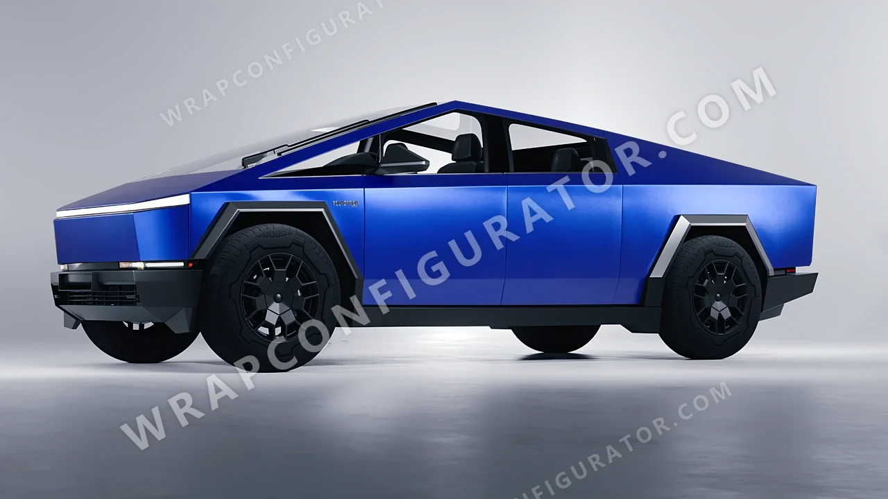 Blue Tesla Cybertruck 2024 wrapped in Inozetek Dynamic PPF Azure Blue DPPF814