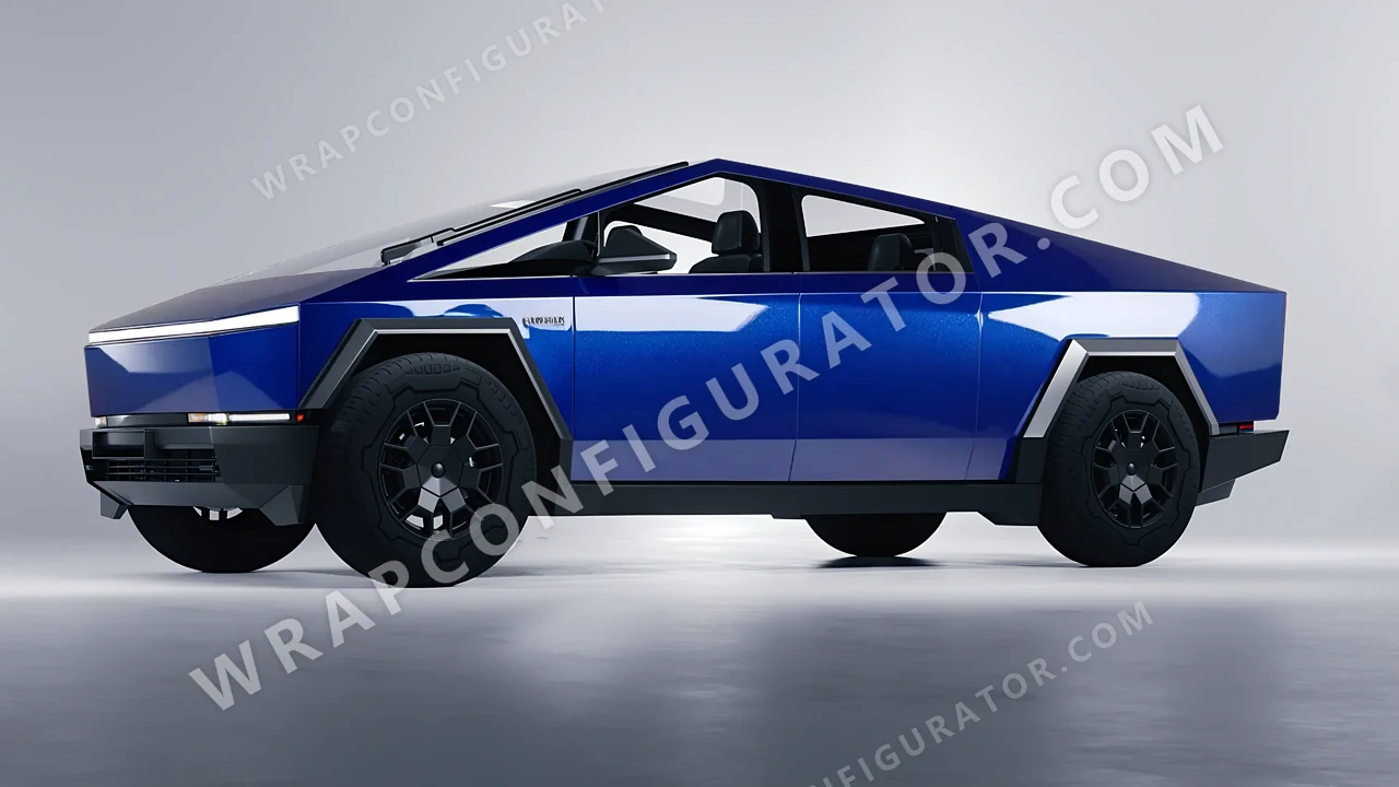 Blue Tesla Cybertruck 2024 wrapped in Inozetek Dynamic PPF Blue Raspberry DPPF914