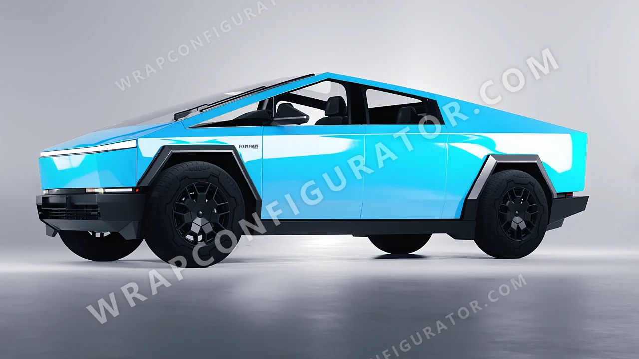 Blue Tesla Cybertruck 2024 wrapped in Inozetek Dynamic PPF Coastal Blue DPPF913