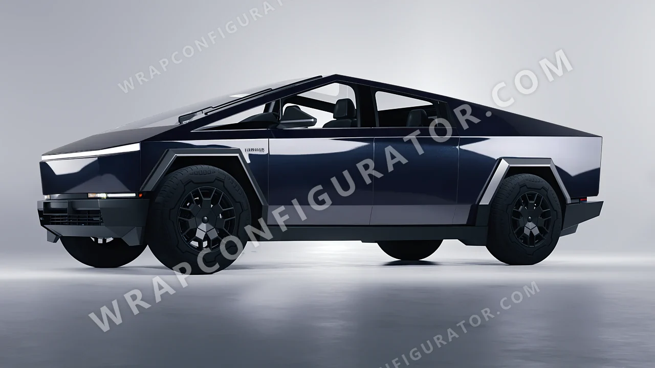 Blue Tesla Cybertruck 2024 wrapped in Inozetek Dynamic PPF Graphite Blue DPPF922