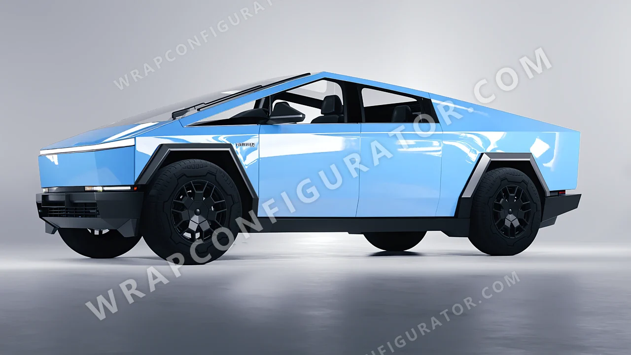 Blue Tesla Cybertruck 2024 wrapped in Inozetek Dynamic PPF Pebble Blue DPPF923