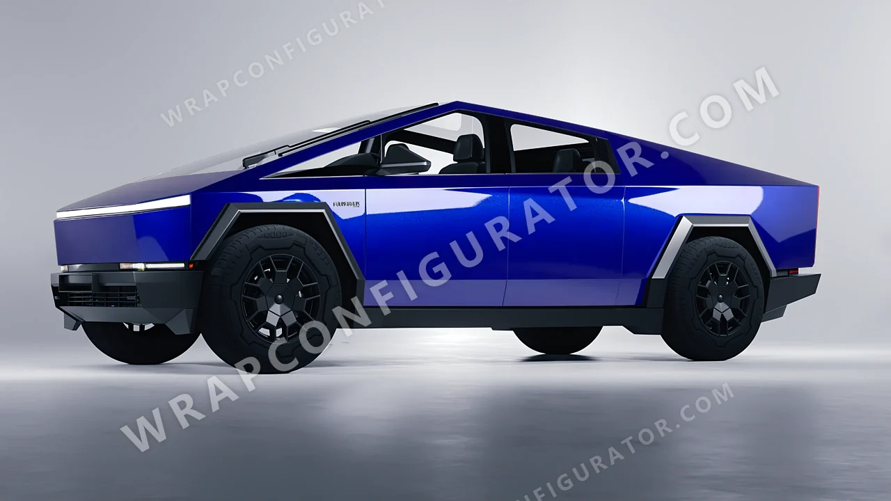 Blue Tesla Cybertruck 2024 wrapped in Inozetek Dynamic PPF Royal Blue DPPF712