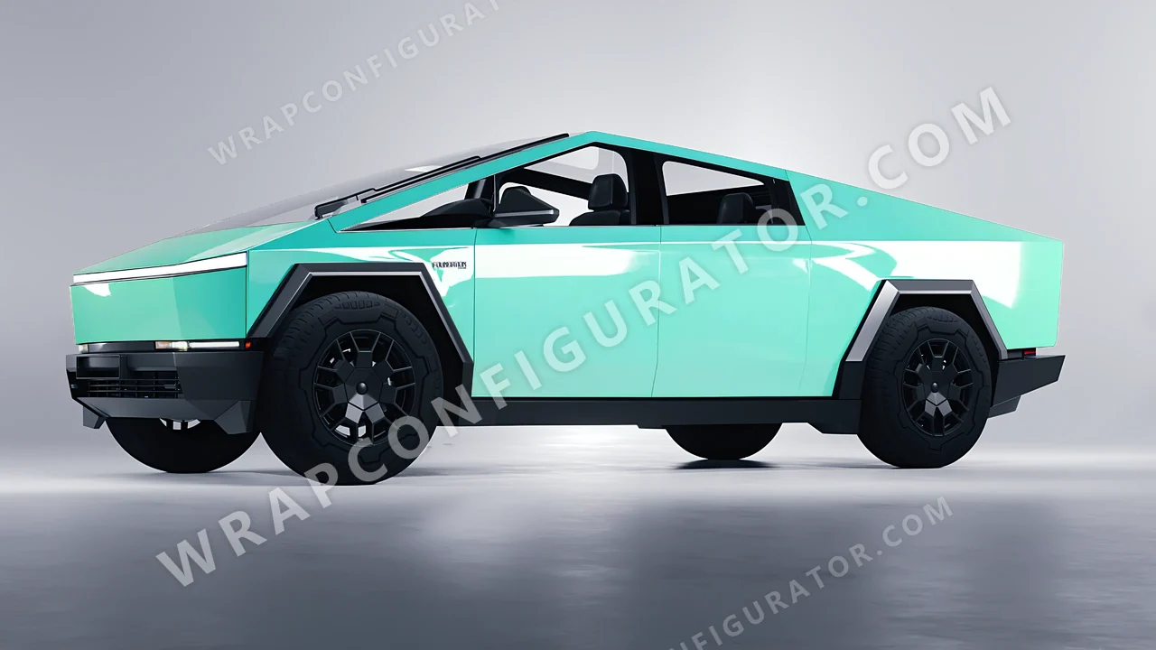 Blue Tesla Cybertruck 2024 wrapped in Inozetek Dynamic PPF Tiffany Blue DPPF935