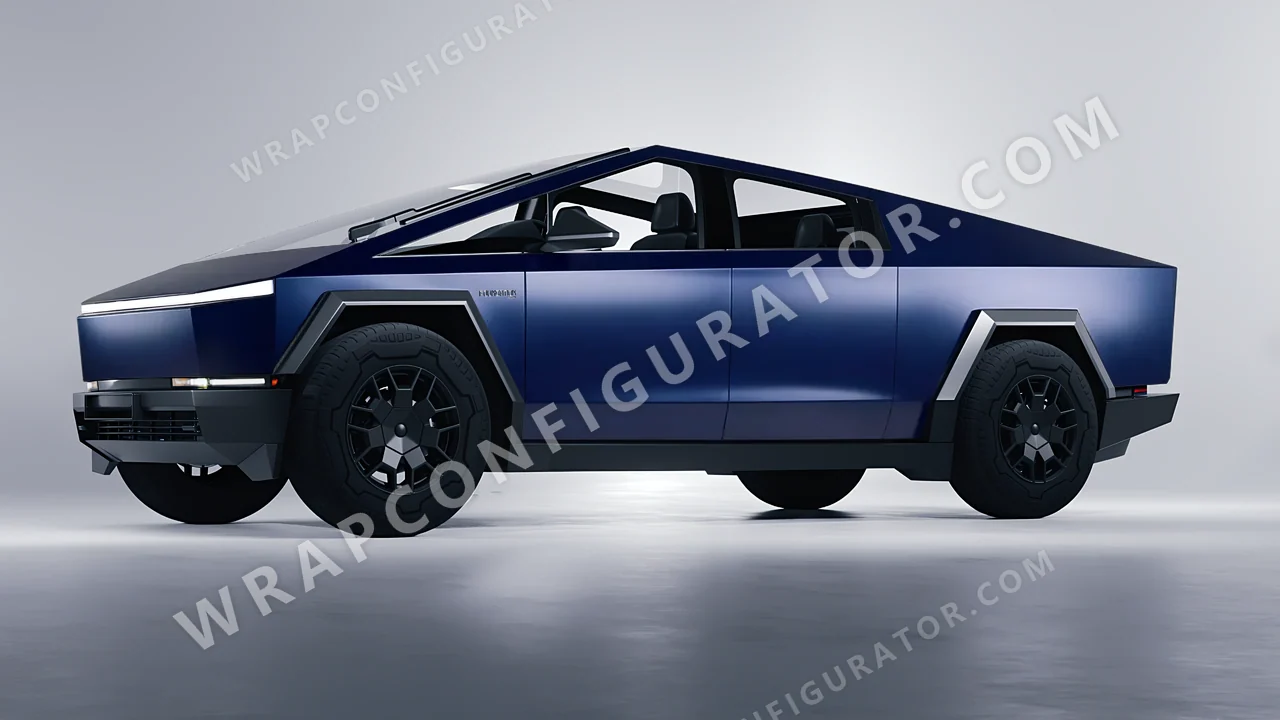 Blue Tesla Cybertruck 2024 wrapped in KPMF Frozen Sapphire Matt K75578