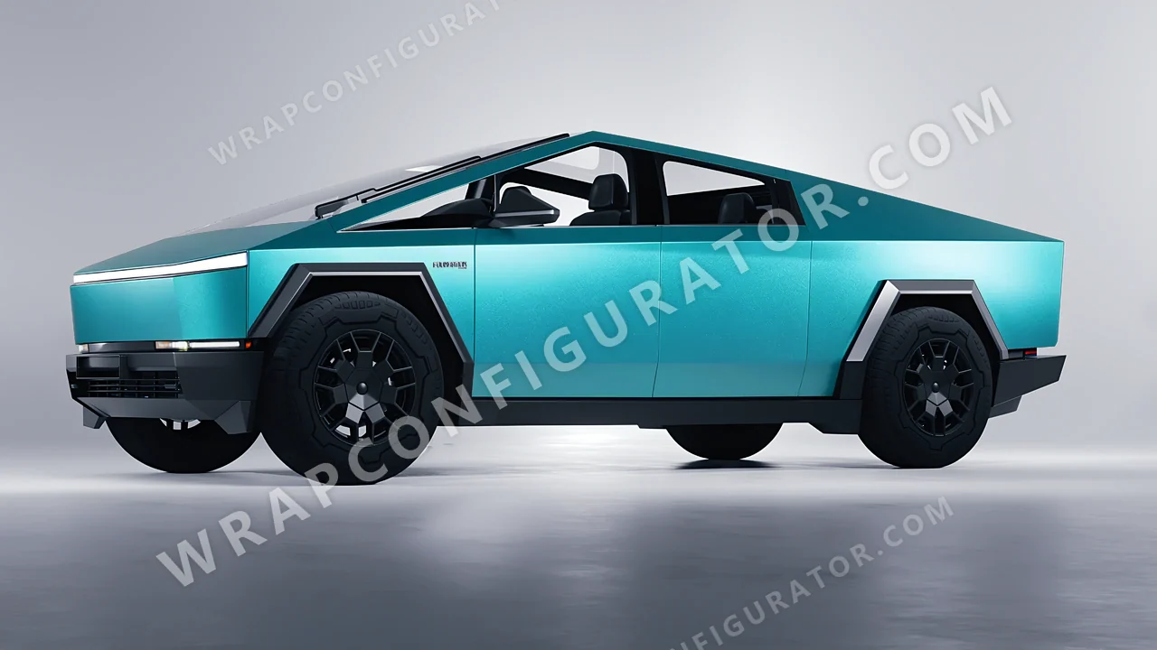 Blue Tesla Cybertruck 2024 wrapped in KPMF Matt Dynamic Turquoise K75511