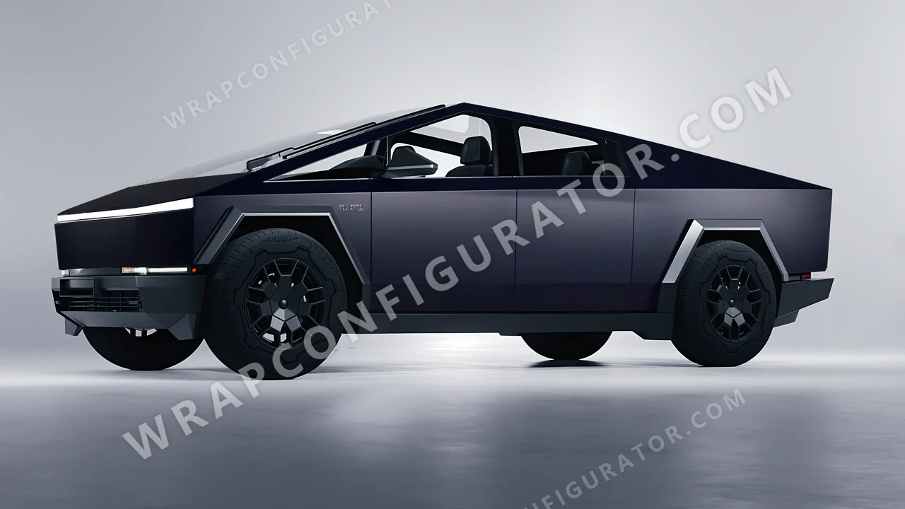 Blue Tesla Cybertruck 2024 wrapped in KPMF Matt Sinister Blue K75562