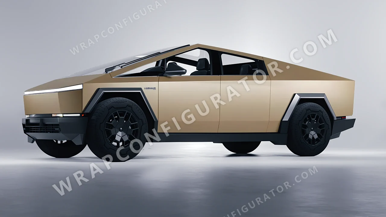 Blue Tesla Cybertruck 2024 wrapped in KPMF Matt Stealth Tundra K75531