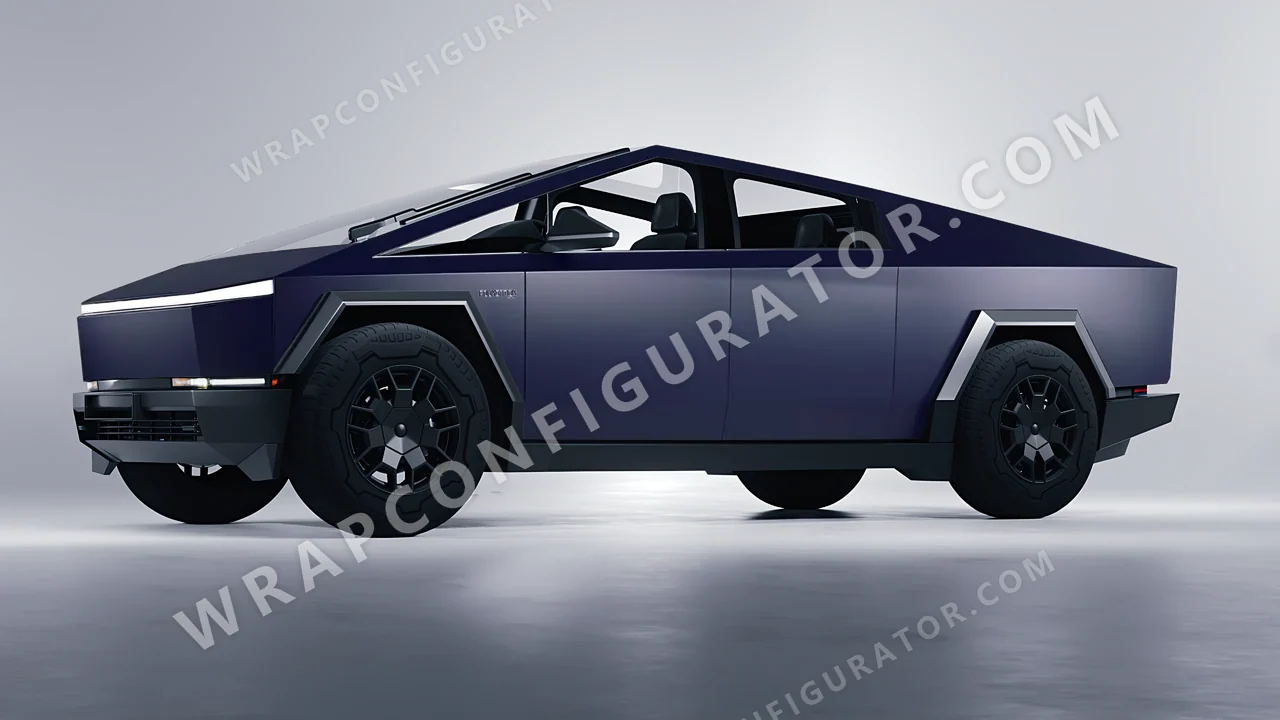 Blue Tesla Cybertruck 2024 wrapped in KPMF Matt Tempest Blue K75513