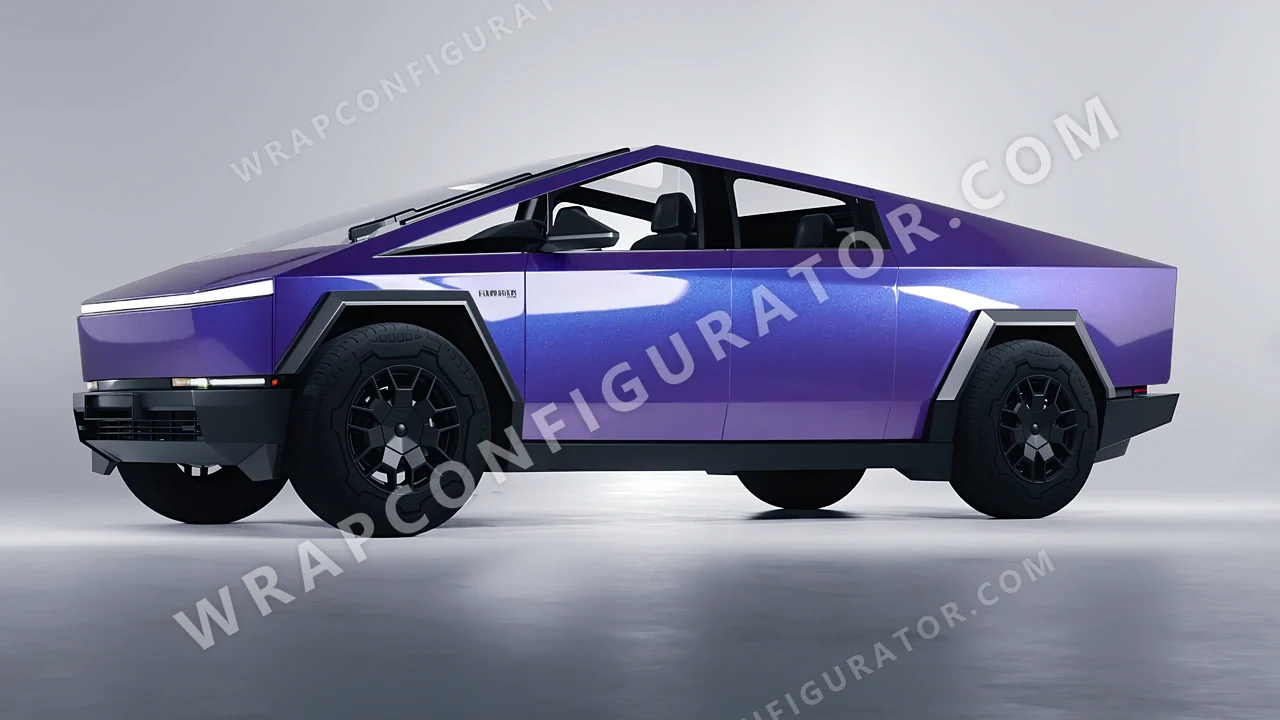 Blue Tesla Cybertruck 2024 wrapped in KPMF Twilight Sky K75417