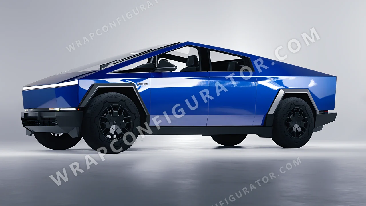 Blue Tesla Cybertruck 2024 wrapped in ORACAL Blue 970RA-067G