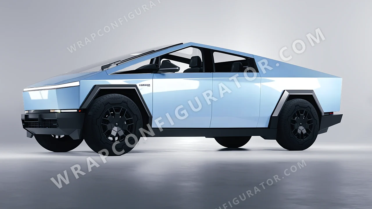 Blue Tesla Cybertruck 2024 wrapped in ORACAL Dove Blue 970RA-195G