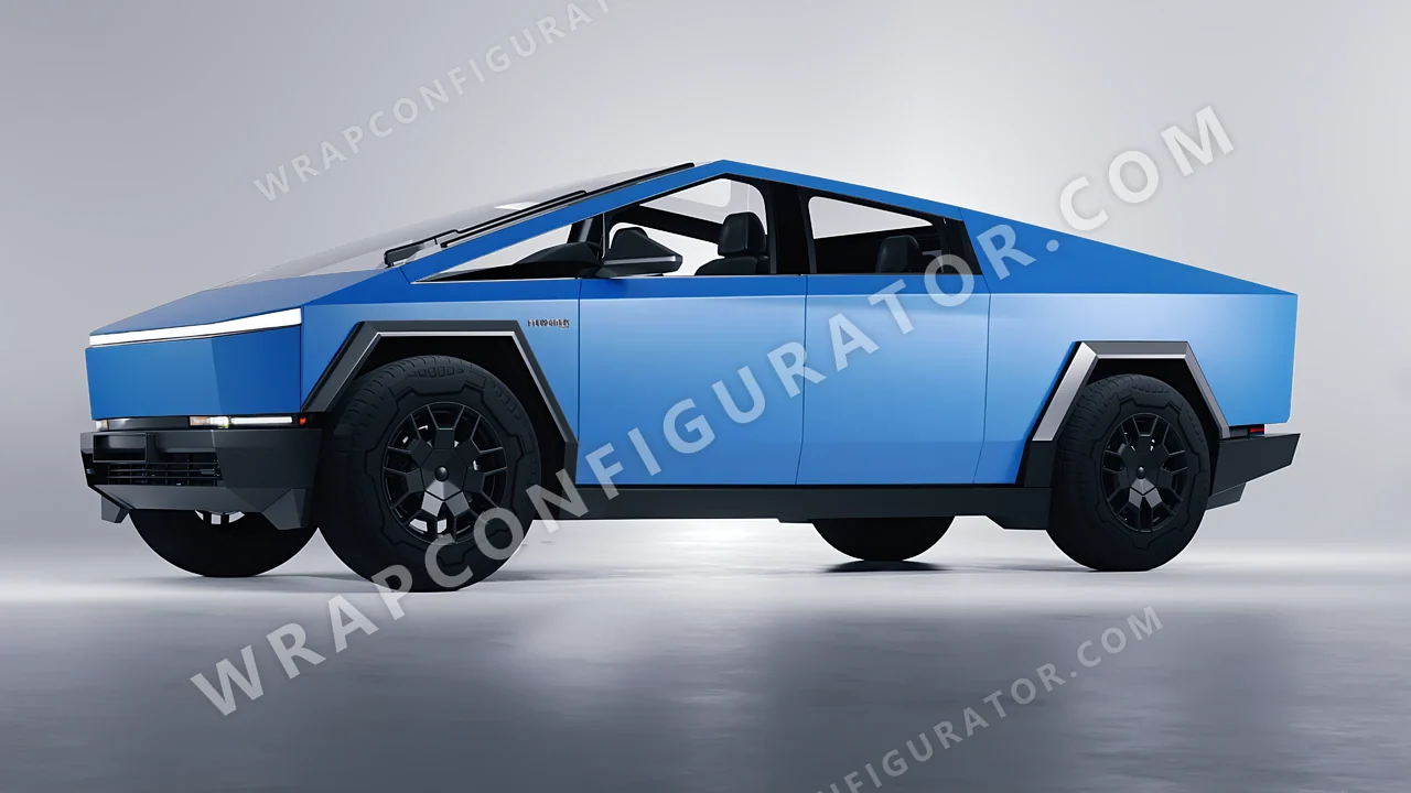 Blue Tesla Cybertruck 2024 wrapped in ORACAL Fjord Blue 970RA-547M
