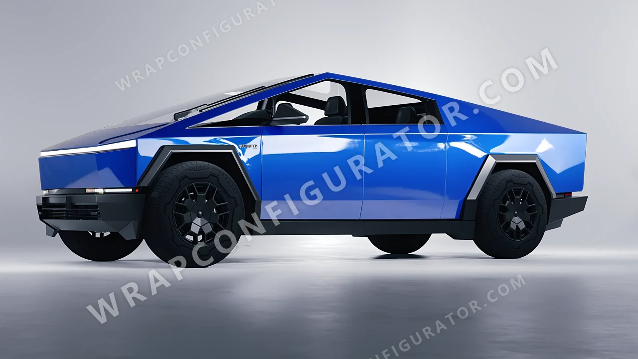 Blue Tesla Cybertruck 2024 wrapped in ORACAL Glacier Blue 970RA-555G