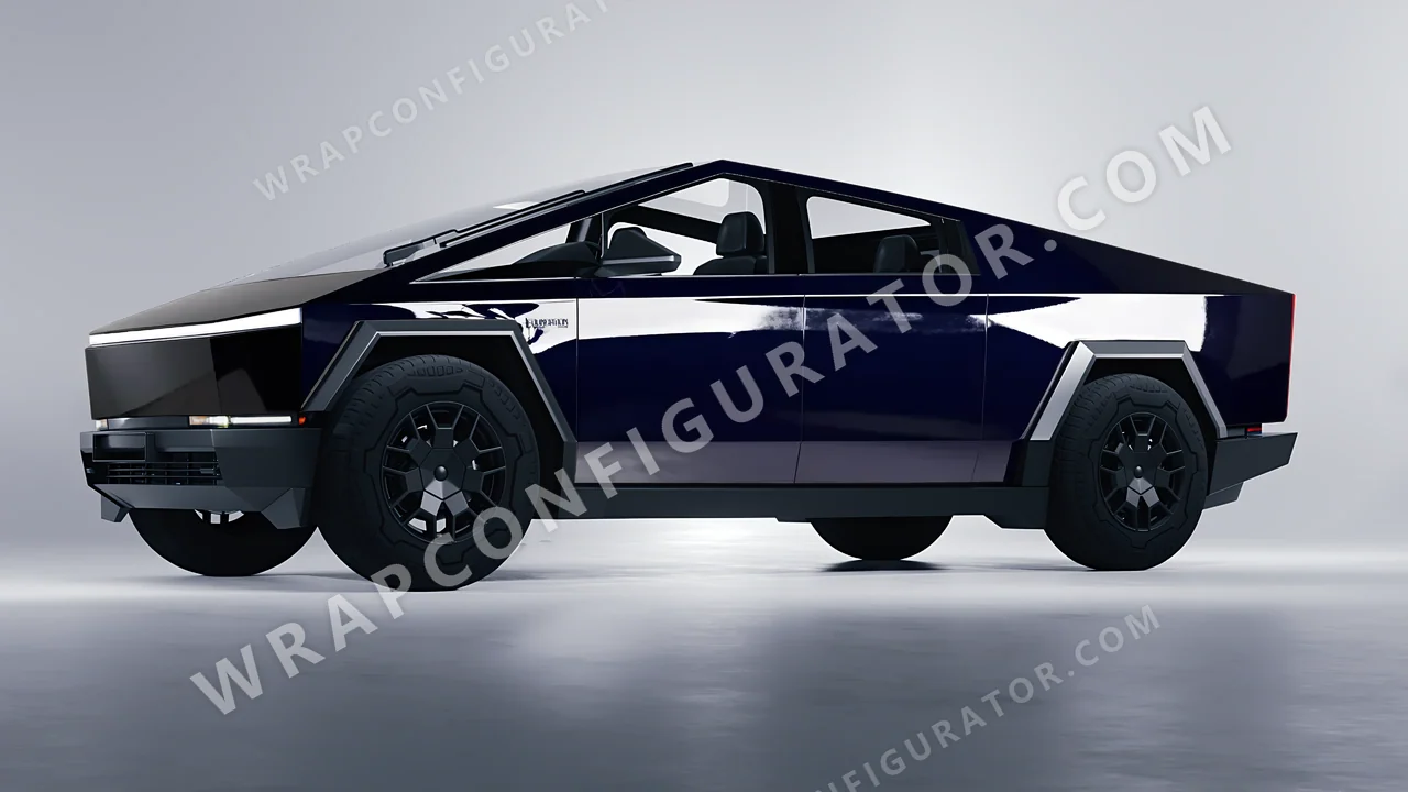Blue Tesla Cybertruck 2024 wrapped in ORACAL Gt3 Blue 970RA-111G