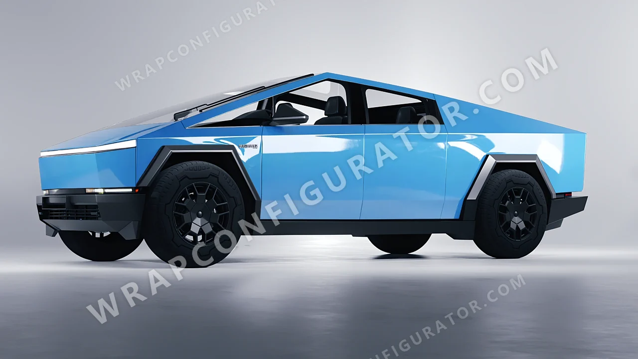 Blue Tesla Cybertruck 2024 wrapped in ORACAL Ice Blue 970RA-056G
