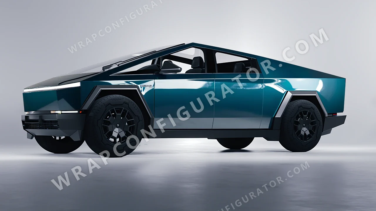 Blue Tesla Cybertruck 2024 wrapped in ORACAL Juniper 970RA-689G
