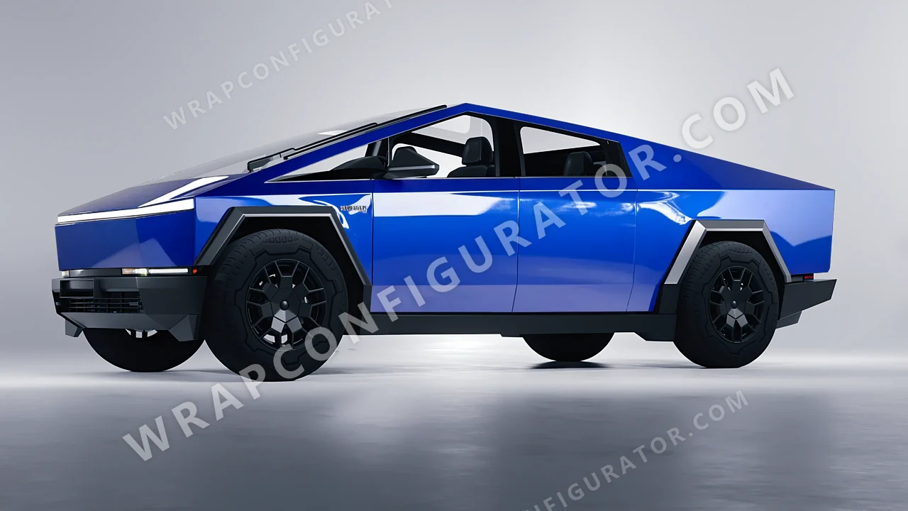 Blue Tesla Cybertruck 2024 wrapped in ORACAL King Blue 970RA-049G