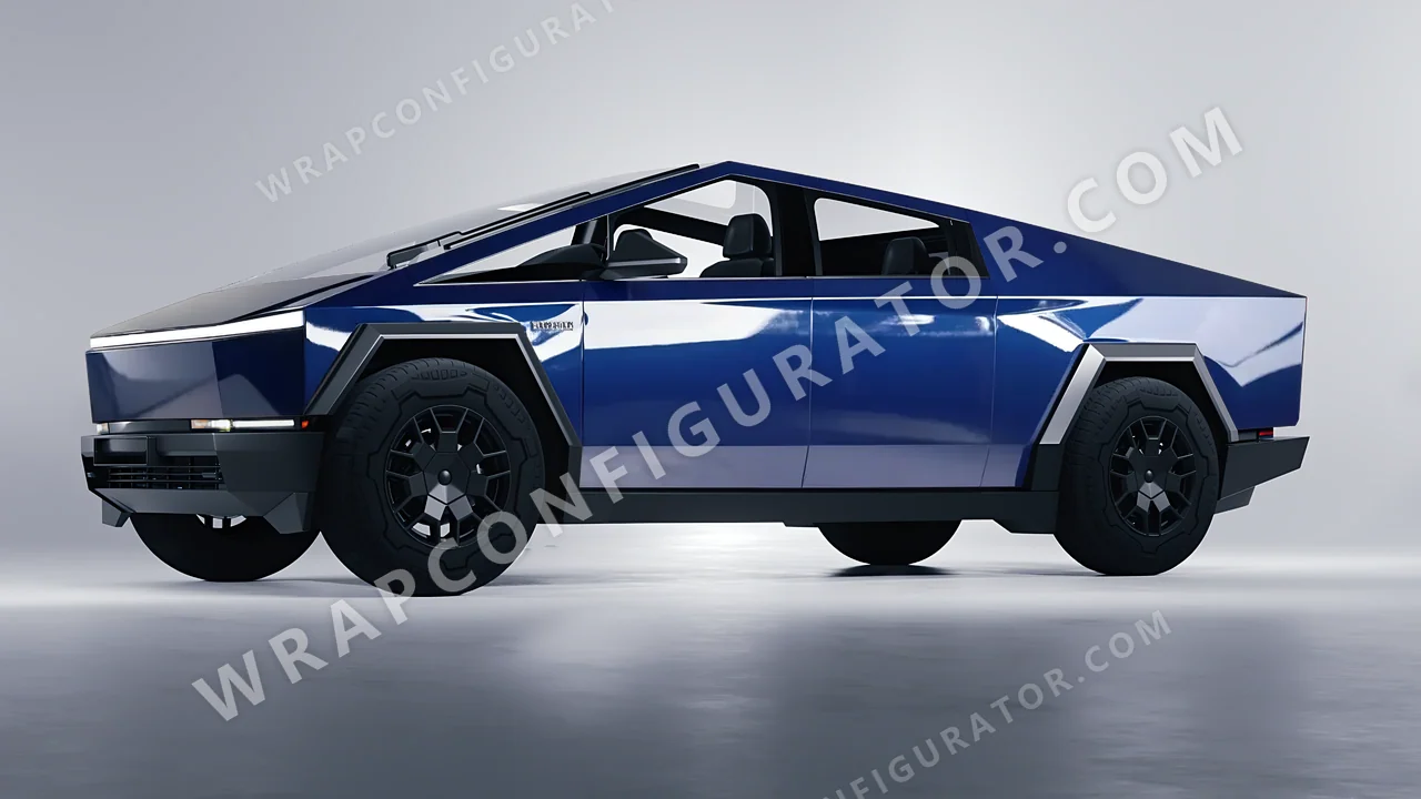 Blue Tesla Cybertruck 2024 wrapped in ORACAL Light Navy 970RA-564G
