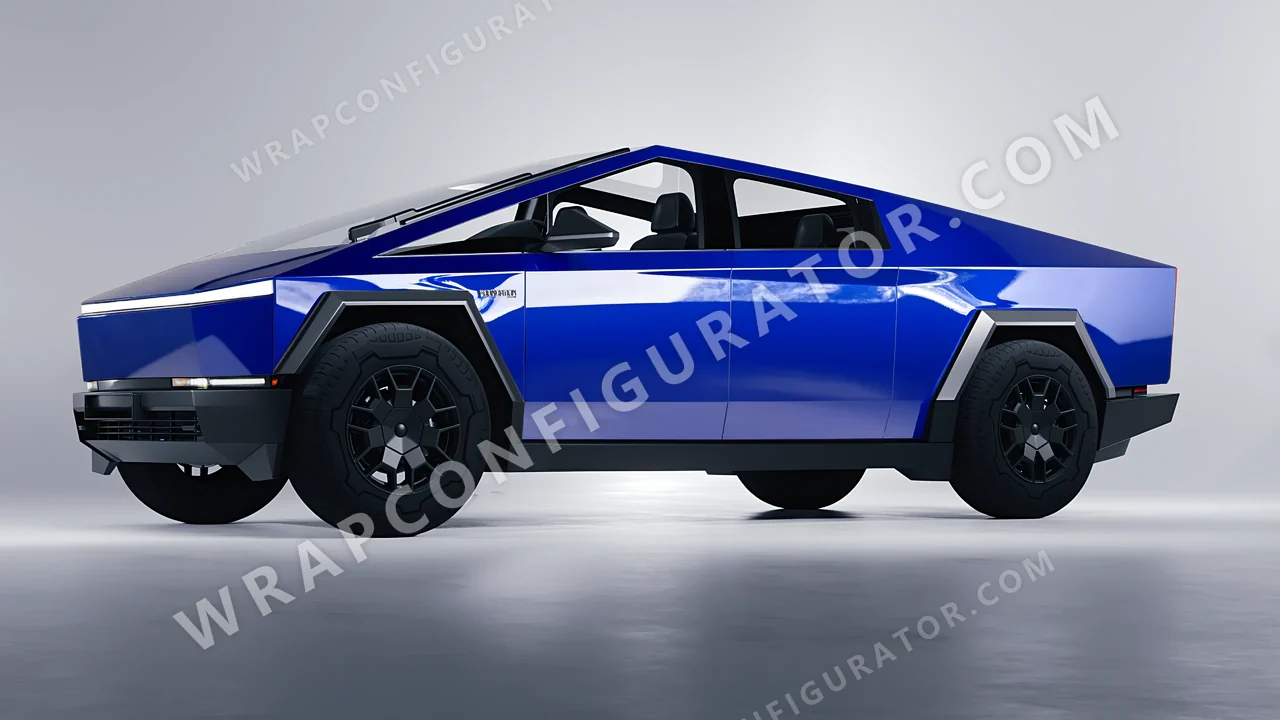 Blue Tesla Cybertruck 2024 wrapped in ORACAL Night Blue 970RA-511G