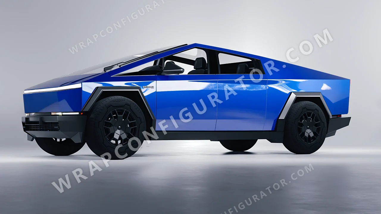 Blue Tesla Cybertruck 2024 wrapped in ORACAL Sea Blue 970RA-509G
