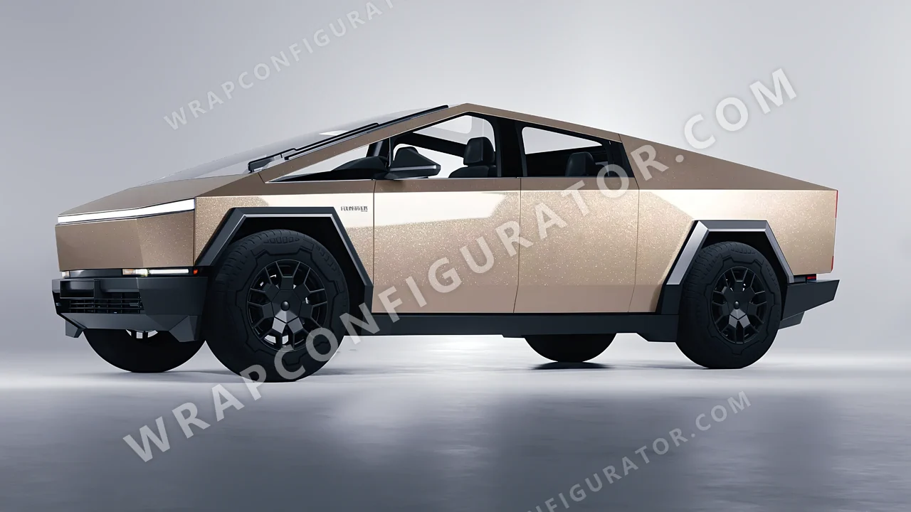 Brown Tesla Cybertruck 2024 wrapped in Avery Dennison Sand Sparkle SW900-255-M