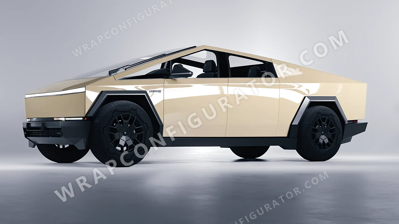 Brown Tesla Cybertruck 2024 wrapped in Colourshield PPF by HyperPro Khakis HGF26-P