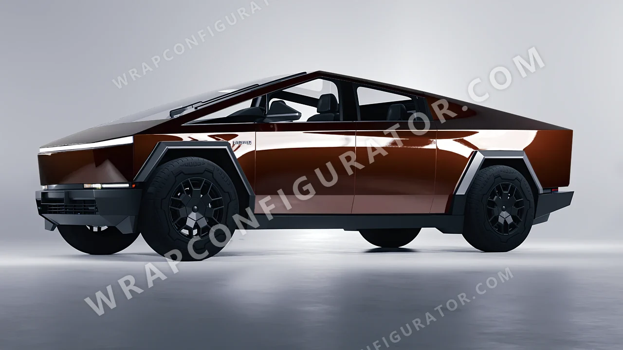 Brown Tesla Cybertruck 2024 wrapped in Inozetek Dynamic PPF DDE Chocolate DDE103
