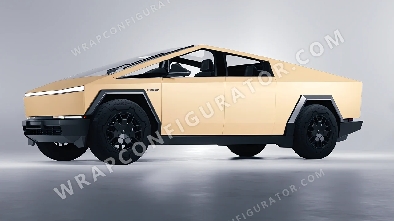 Brown Tesla Cybertruck 2024 wrapped in Inozetek Dynamic PPF Sand DPPF815
