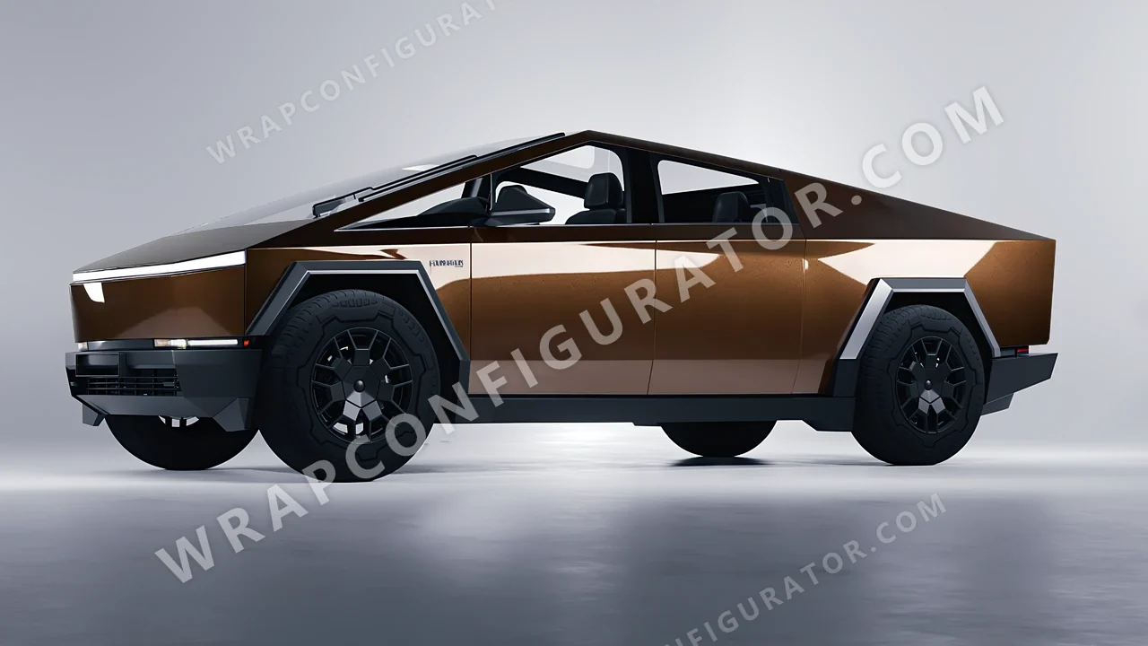 Brown Tesla Cybertruck 2024 wrapped in ORACAL Orient Brown 970RA-874G