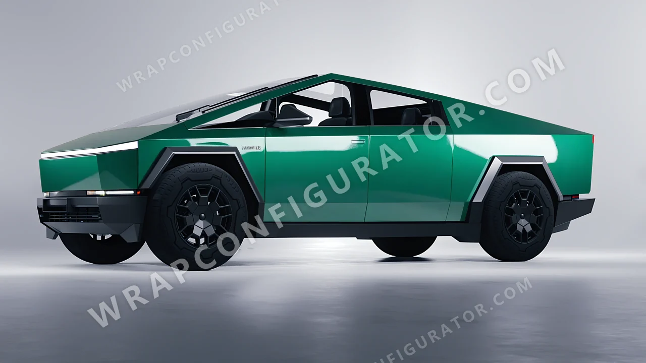 Green Tesla Cybertruck 2024 wrapped in Avery Dennison Emerald Green SW900-771-O