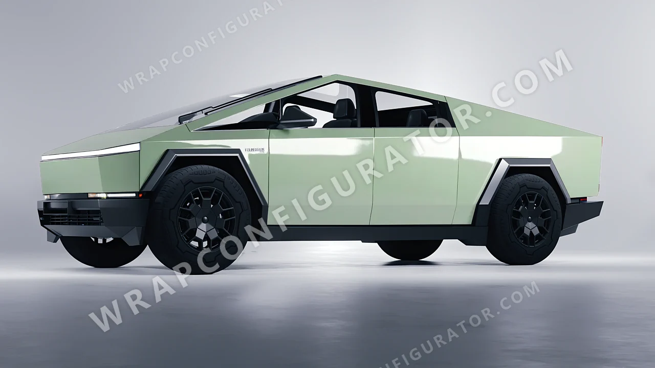 Green Tesla Cybertruck 2024 wrapped in Avery Dennison Light Pistachio SW900-728-O