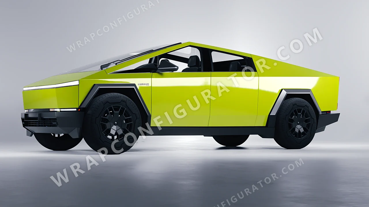 Green Tesla Cybertruck 2024 wrapped in Avery Dennison Lime Green SW900-731-O