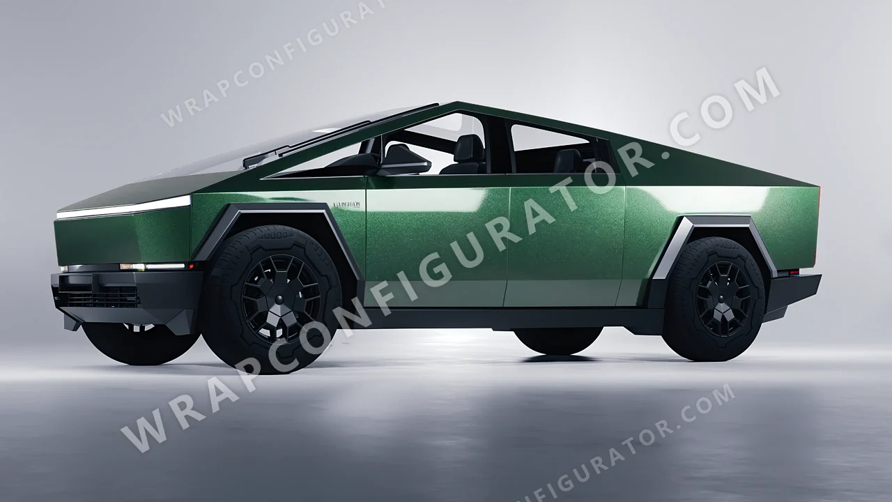 Green Tesla Cybertruck 2024 wrapped in Avery Dennison Radioactive SW900-762-M