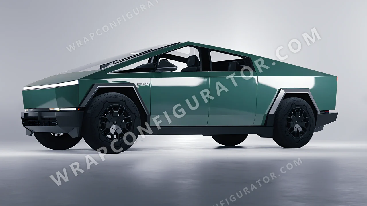 Green Tesla Cybertruck 2024 wrapped in Avery Dennison Smooth Sage SW900-729-O
