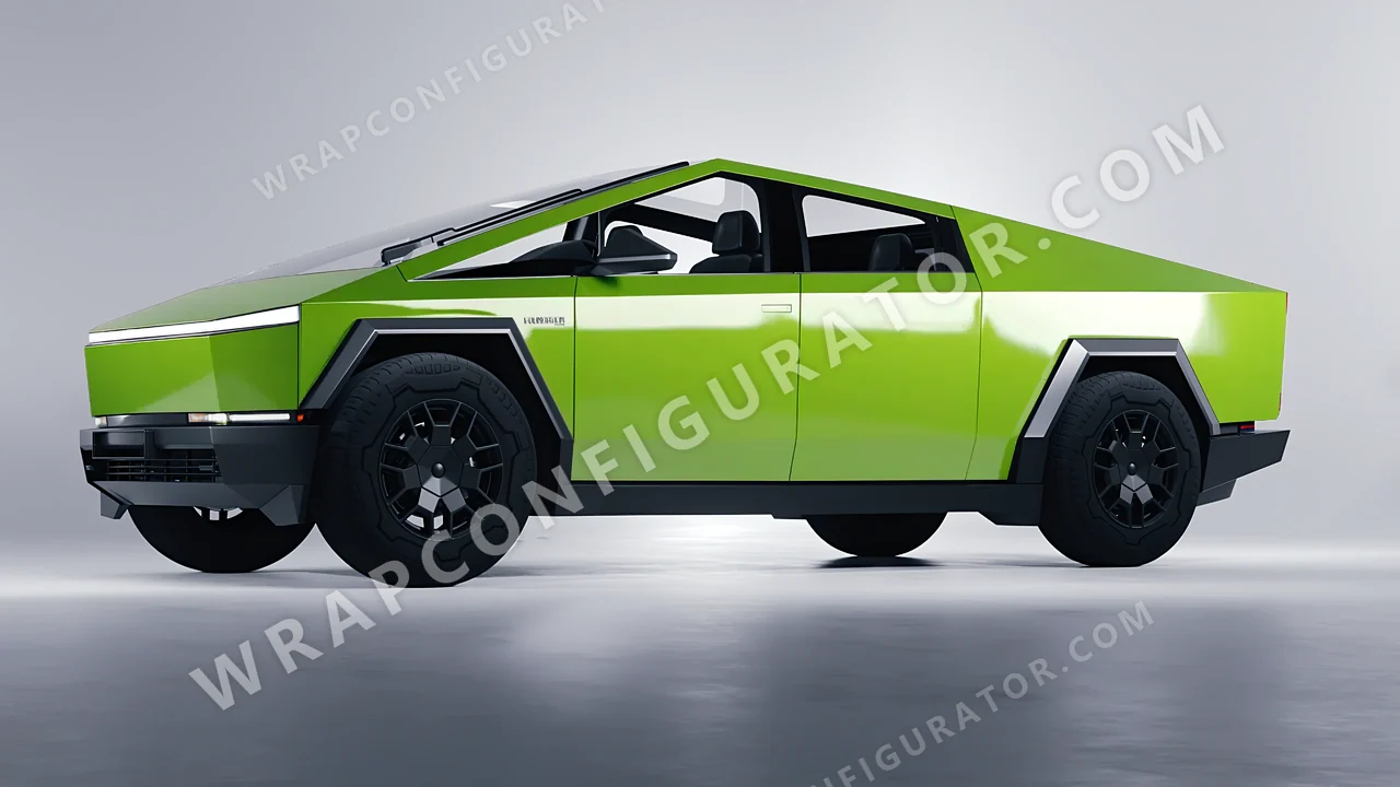 Green Tesla Cybertruck 2024 wrapped in Avery Dennison Tropical Vacation Green SW900-701-O