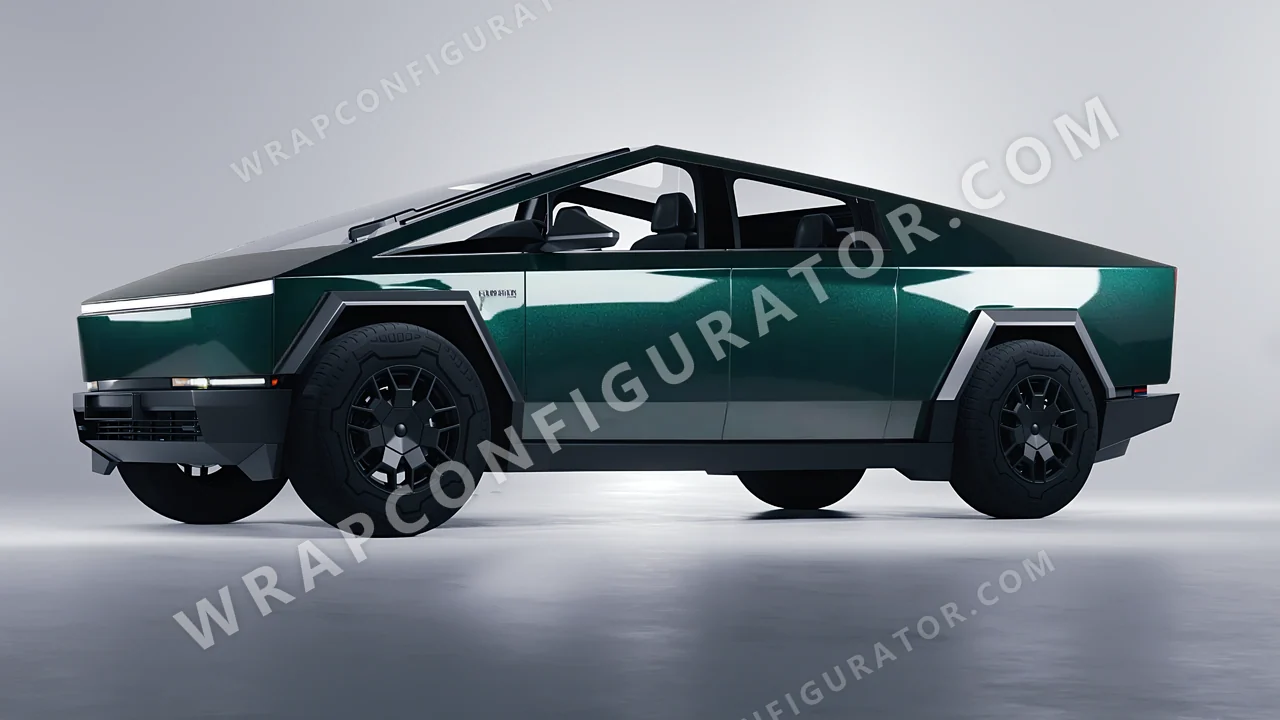 Green Tesla Cybertruck 2024 wrapped in Colourshield PPF by HyperPro Green GAF39-P