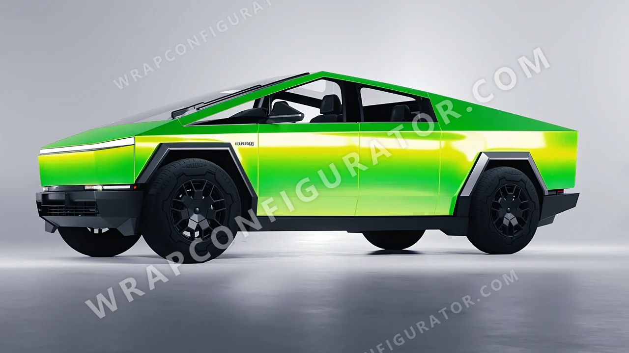 Green Tesla Cybertruck 2024 wrapped in Colourshield PPF by HyperPro Green GSF02-P