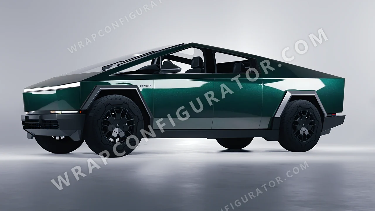 Green Tesla Cybertruck 2024 wrapped in Colourshield PPF by HyperPro Green HGM59-P