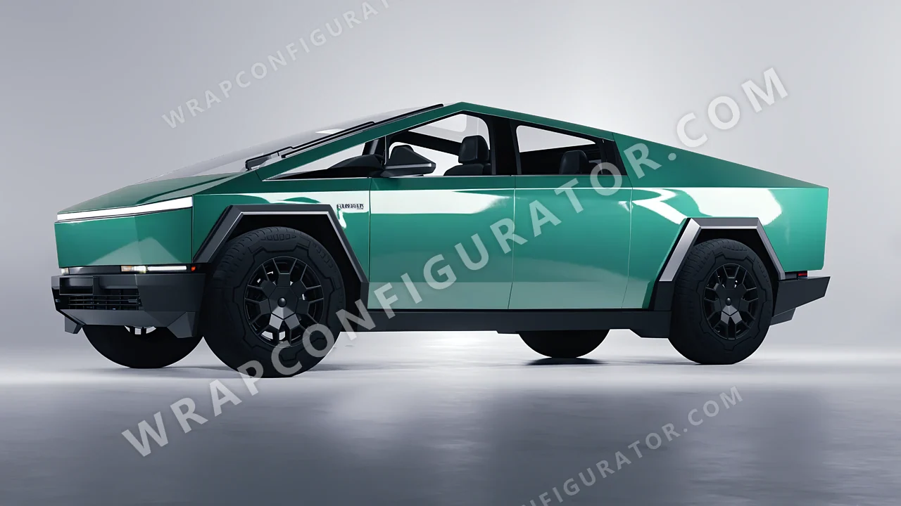 Green Tesla Cybertruck 2024 wrapped in Colourshield PPF by HyperPro Jade Green HGF93-P