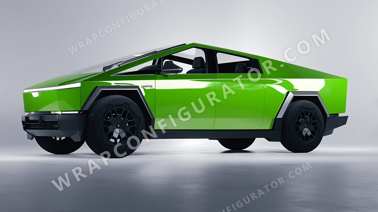 Green Tesla Cybertruck 2024 wrapped in Colourshield PPF by HyperPro Kelly Green HGF30-P